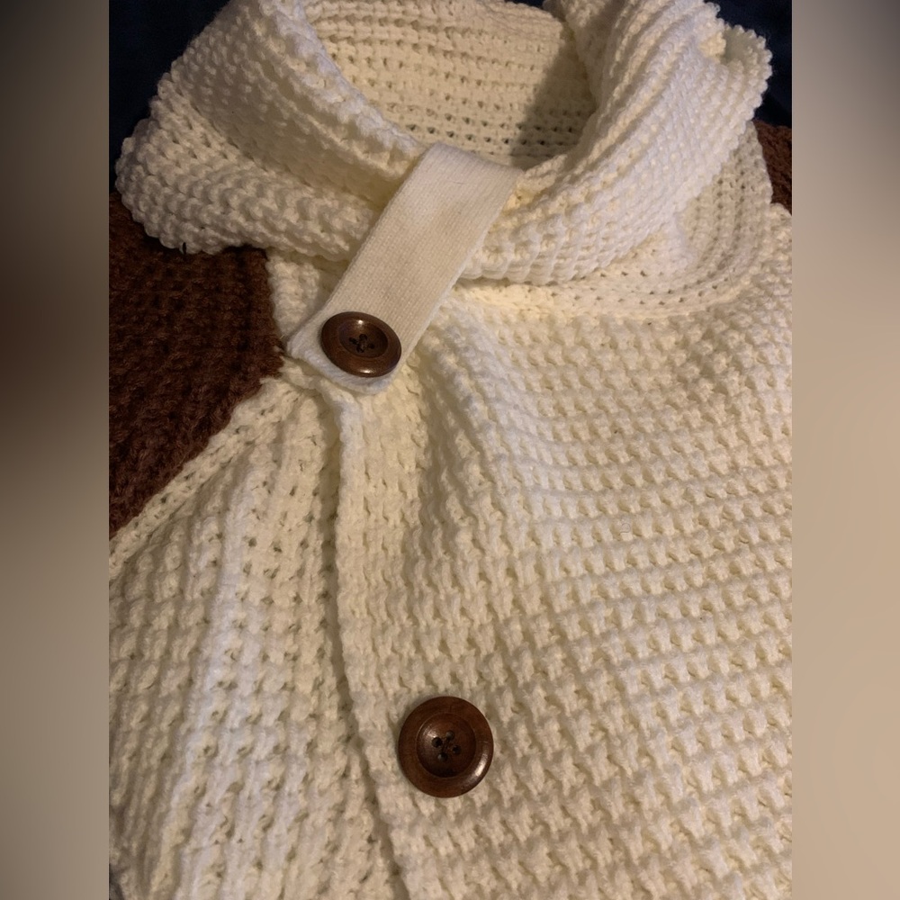 Amazon Cream and Brown Cowl Neck Sweater - Picture 2 of 5